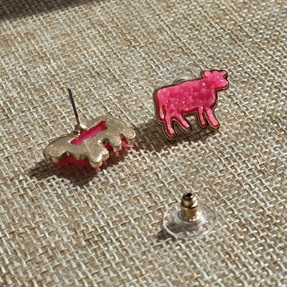 Pink Druzy Cow Earrings 🐄 - Picture 2 of 6